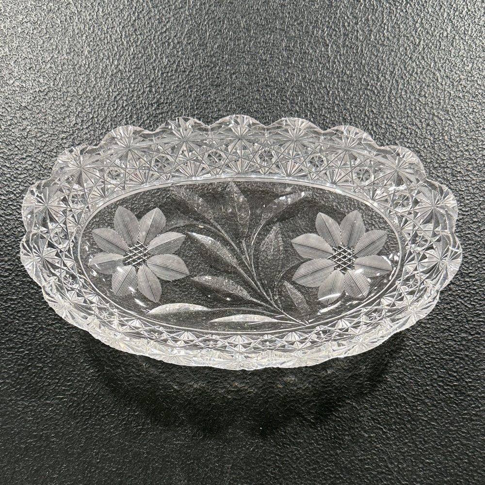 Elegant Cut Glass Floral Dish